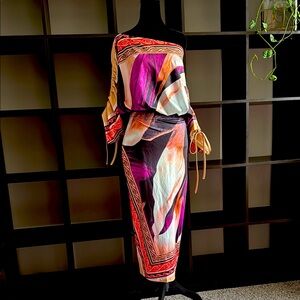 Elegant One Shoulder Multicolor Dress